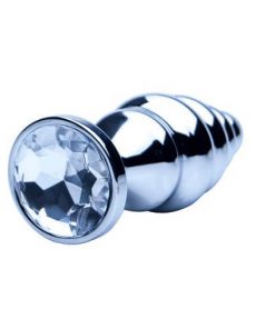 Precious Metals Ribbed Silver Butt Plug