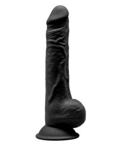 9.5 inch Realistic Silicone Dual Density Dildo with Suction Cup with Balls Black
