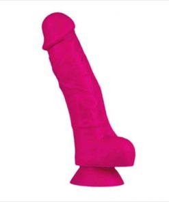 7 inch Realistic Silicone Dual Density Dildo with Suction Cup and Balls Pink