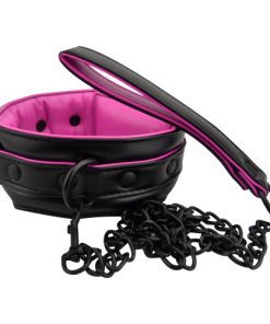 Bound to Please Pink & Black Bondage Collar & Leash