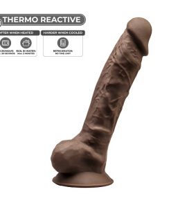 9 inch Realistic Silicone Dual Density Dildo with Suction Cup with Balls Brown