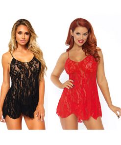 Leg Avenue Rose Lace Flair Chemise - Black