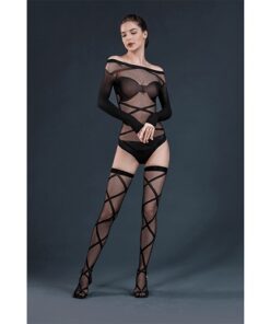 Moonlight Black Bardot Style Body with Stockings One Size